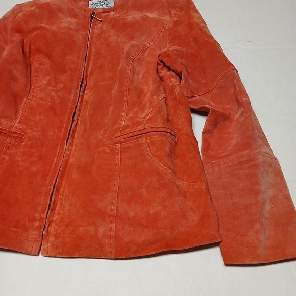 David Brooks Vintage Suede Leather Zip-up Jacket Blazer Sz M Paprika Orange-Red - Picture 3 of 11